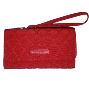 Vera Bradley NWT Red Wallet Trifold Quilted Wristlet w Silver tone hardware